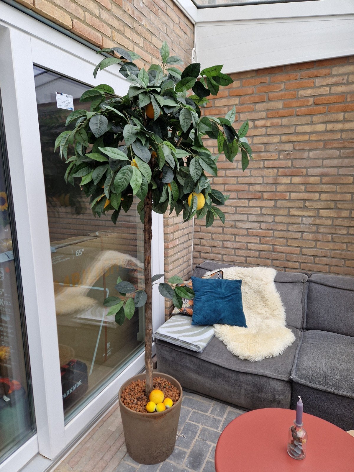 Sinaasappelboom kunstboom inclusief pot., Bloeit niet, Overige soorten, 100 tot 250 cm, Ophalen