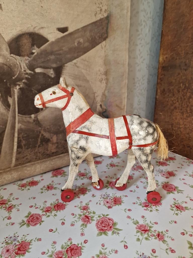 Antiek papier mache paardje, Ophalen of Verzenden