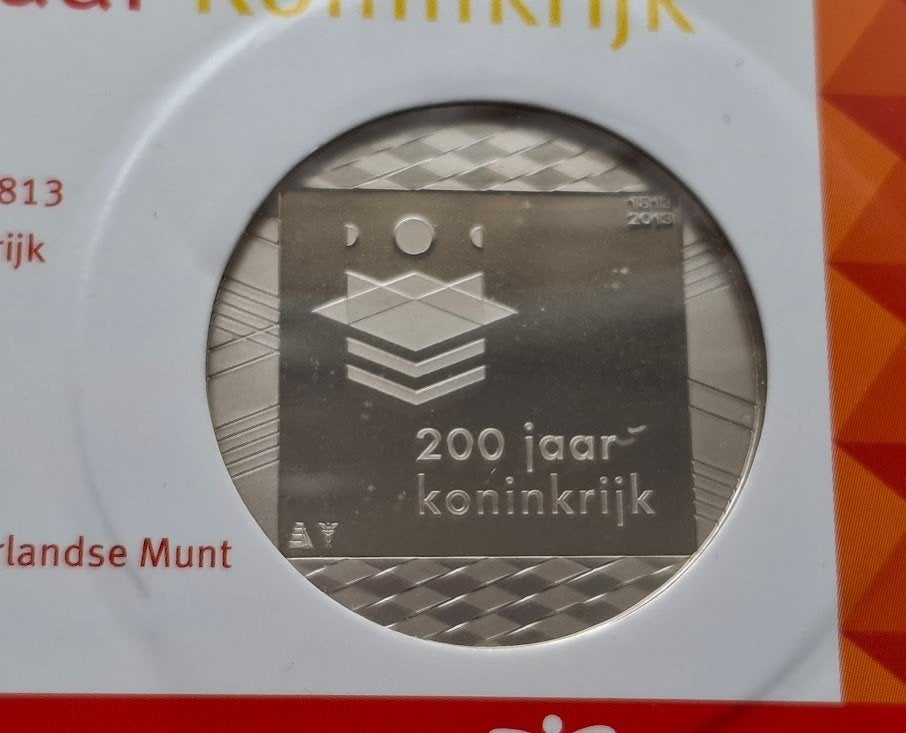 Aankondigingspenning 200 Jaar Koninkrijk in coincard - 2013, Postzegels en Munten, Verzenden, Overige materialen, Nederland