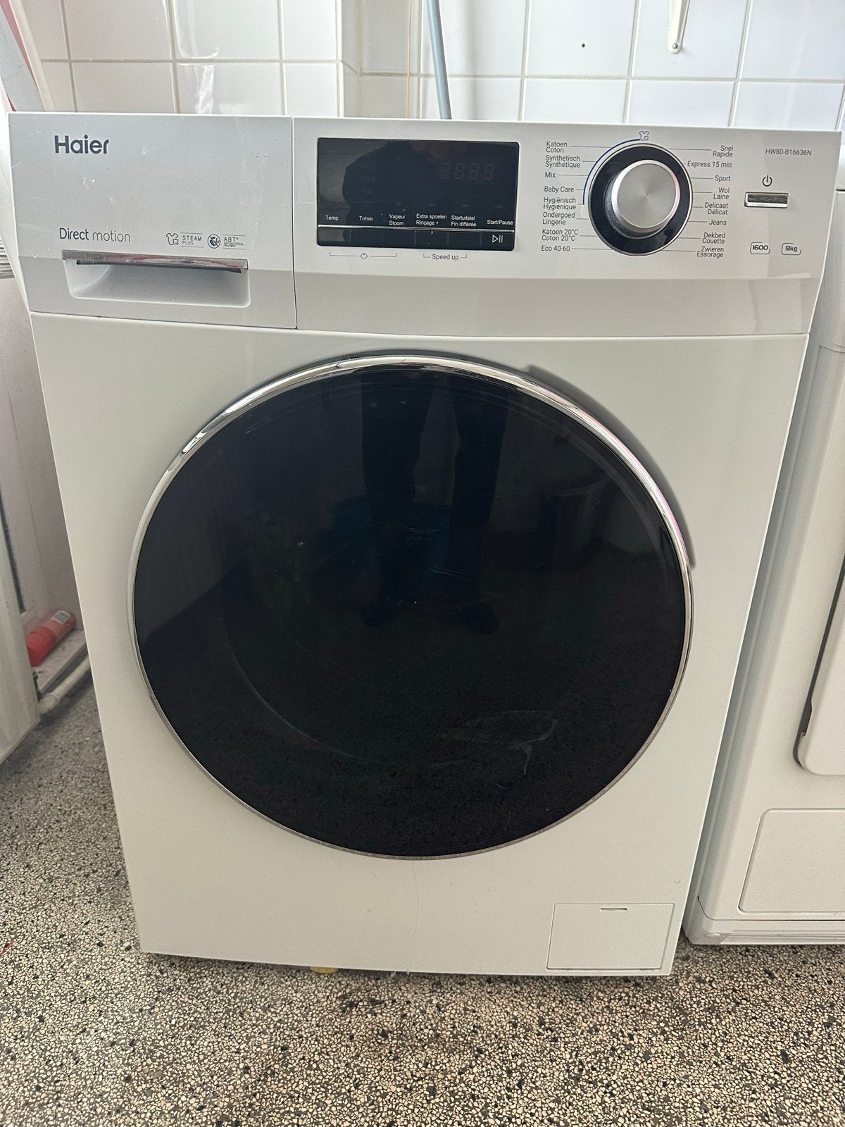 Haier HW80-B16636N Wasmachine - 8kg, 1600 toeren, Gebruikt, 8 tot 10 kg, Ophalen of Verzenden, 1600 toeren of meer