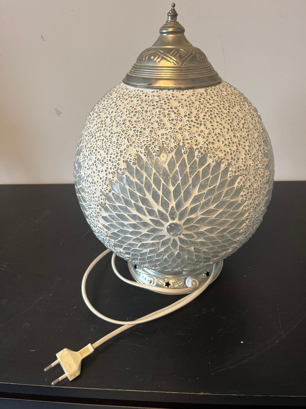 Oosterse Mozaïek Tafellamp - Sfeervolle Verlichting, Huis en Inrichting, Lampen | Tafellampen, Ophalen, Gebruikt, Wit, Met stekker