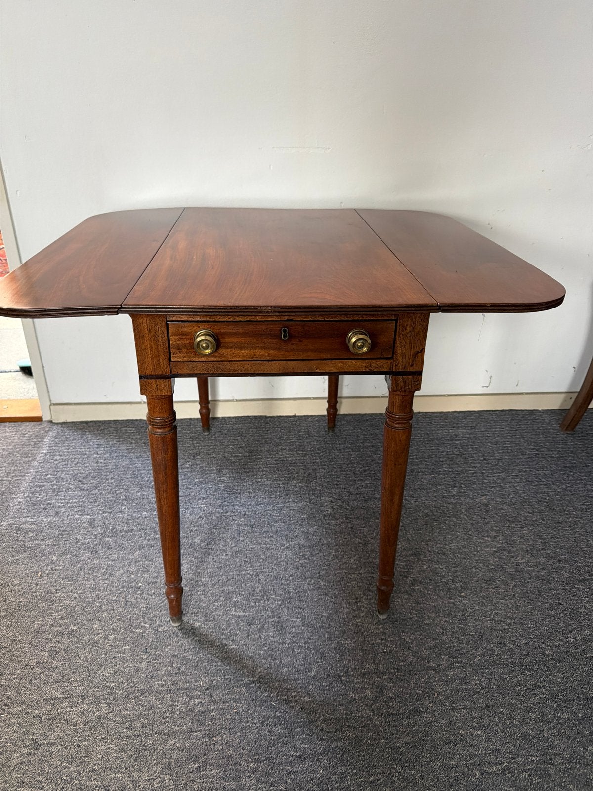 Antieke Mahonie Gateleg Tafel met Lade, Ophalen