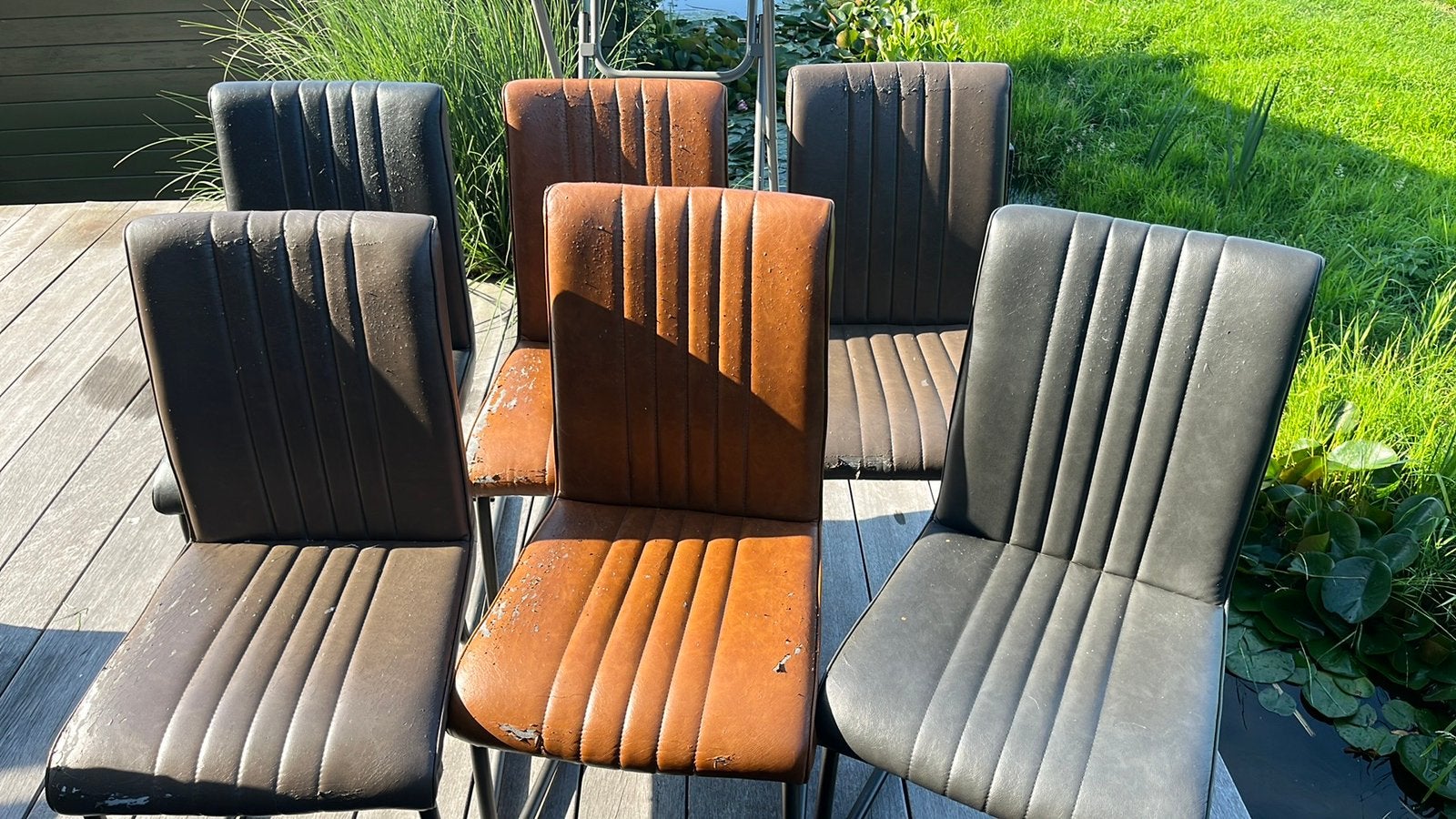 6 stoelen op te halen voor een fles wijn, Ophalen, Gebruikt, Overige kleuren, Leer