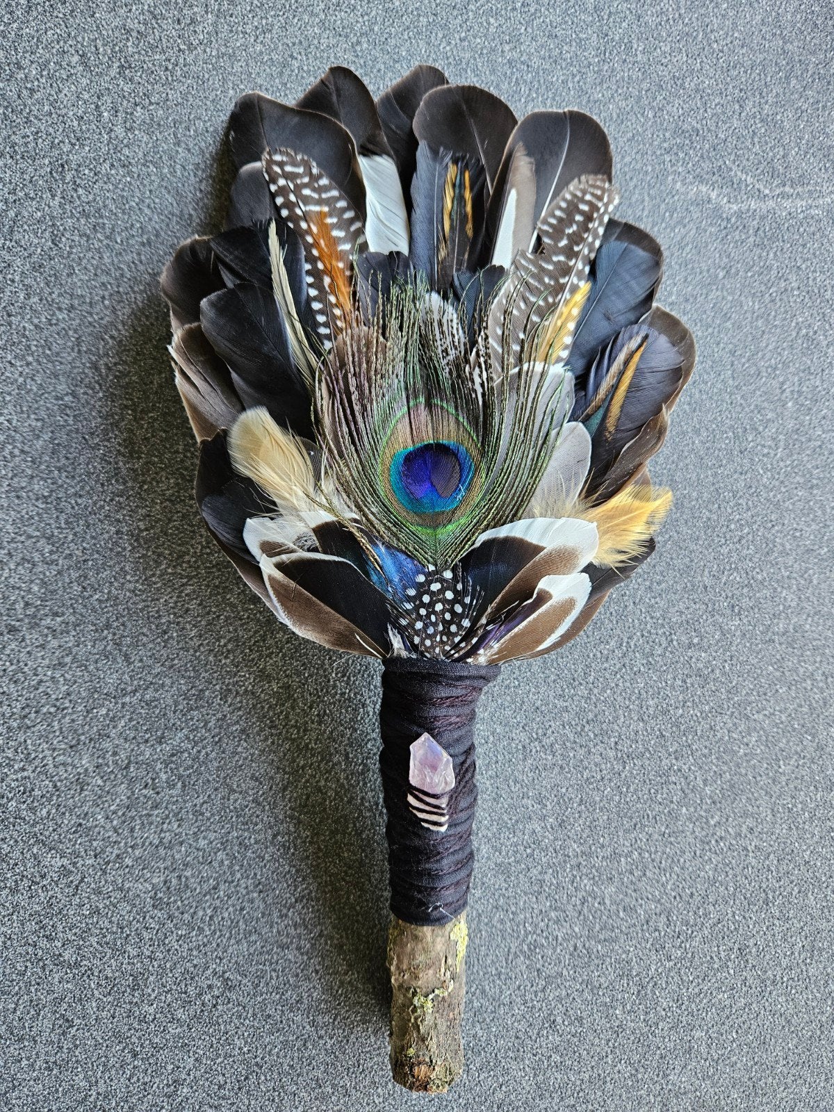 smudge feathers amethist pauwenveren waaier feather fan, Ophalen of Verzenden