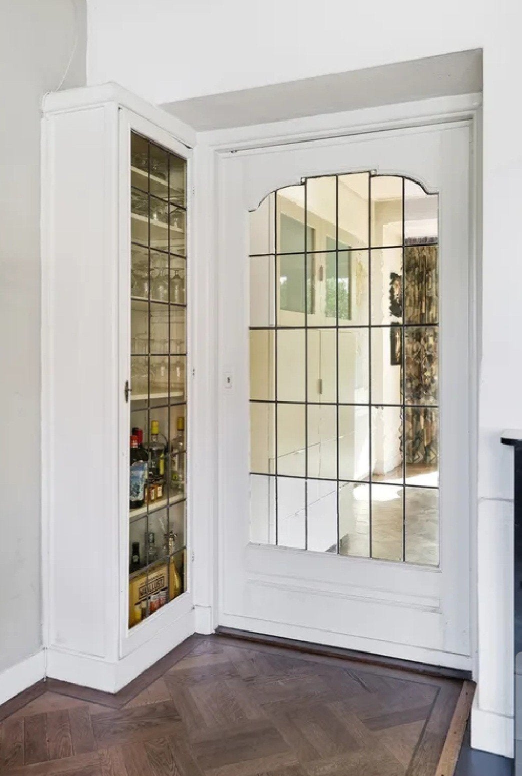 Ensuite schuifdeur met kastdeur - Glas-in-lood - jaren 30, Ophalen, Gebruikt, 80 tot 100 cm, Binnendeur