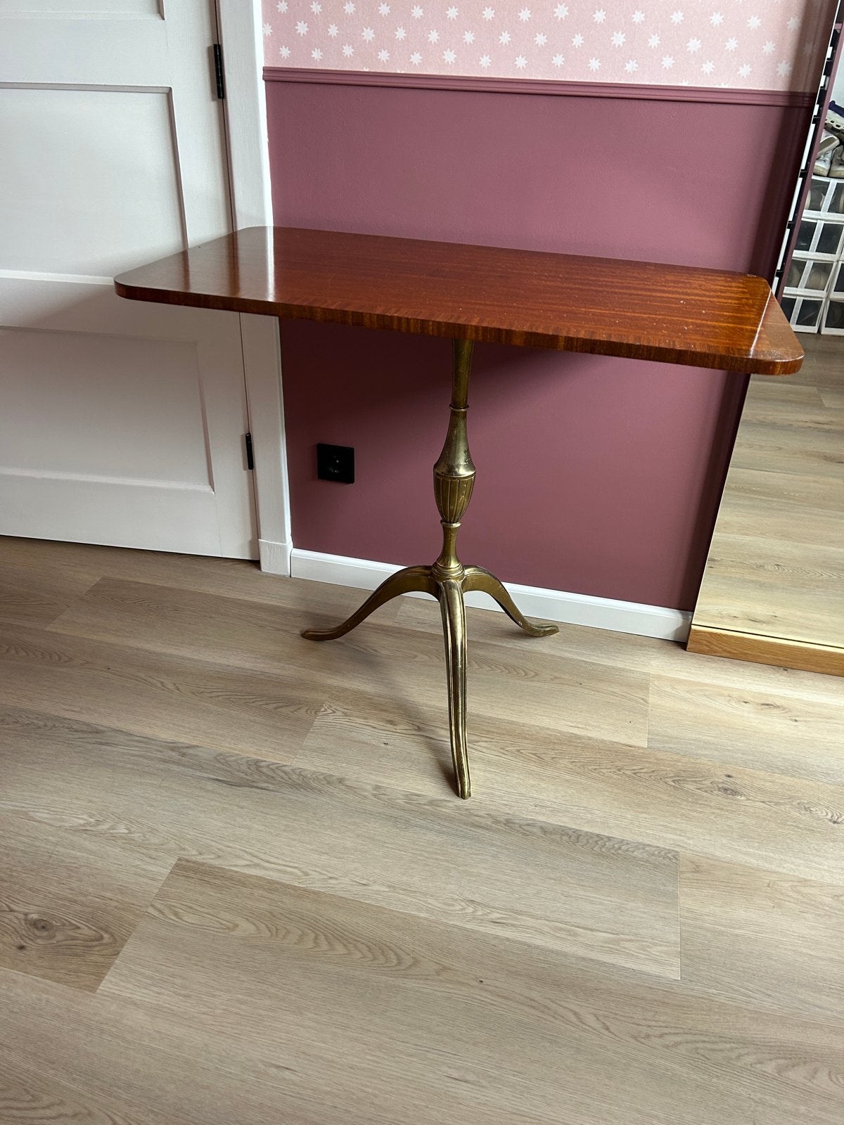 Vintage bijzettafel Liberty & Co - Mahonie & Messing, Ophalen