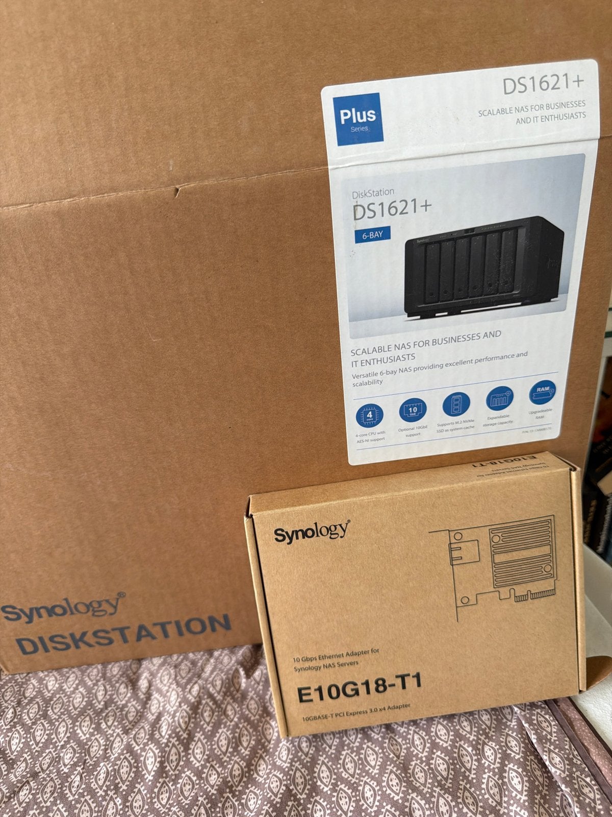 Synology DiskStation DS1621+ NAS met E10G18-T1 Adapter, Computers en Software, NAS, Ophalen of Verzenden, Zo goed als nieuw