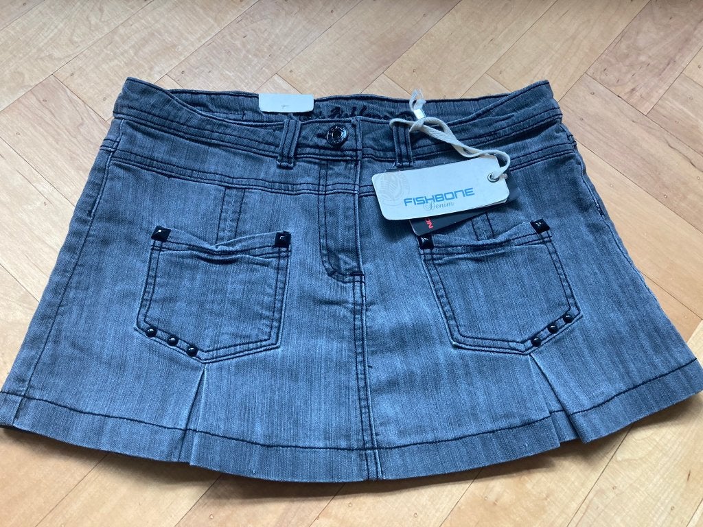 Fishbone denim spijkerrok grijs nieuw met kaartje maat m!, Maat 38/40 (M), Fishbone, Zwart, Nieuw