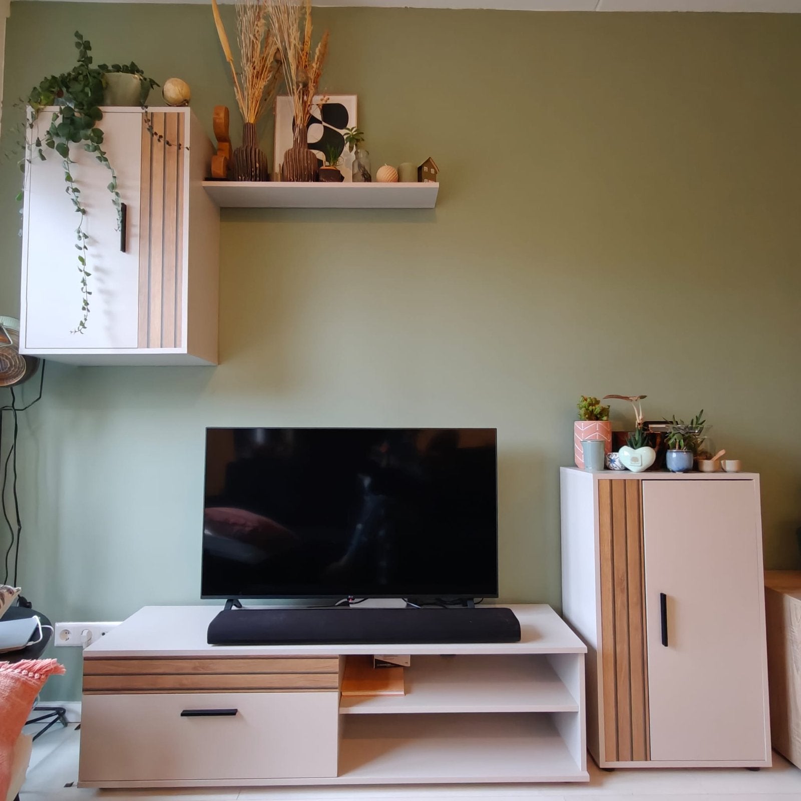 Wandmeubel Bellini - Beige, Huis en Inrichting, Ophalen, Kunststof, 100 tot 150 cm, 150 tot 200 cm