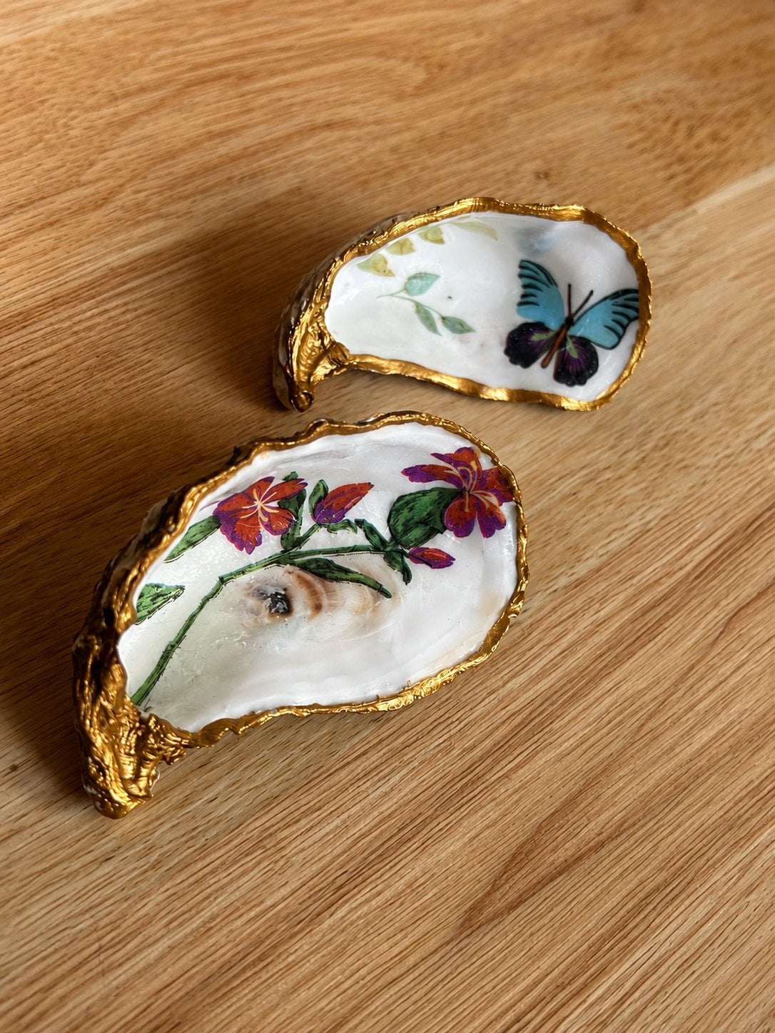 Handgeschilderde Oesters, Ophalen of Verzenden, Zo goed als nieuw, Handgemaakt, Decoratieobject