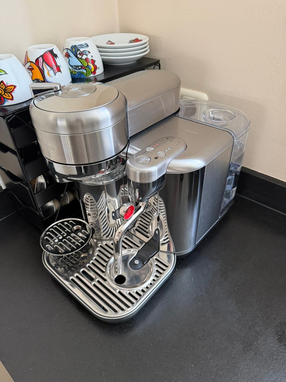 Nespresso vertuo creatista koffiemachine (Sage), Ophalen, Koffiepads en cups, Zo goed als nieuw, Combi