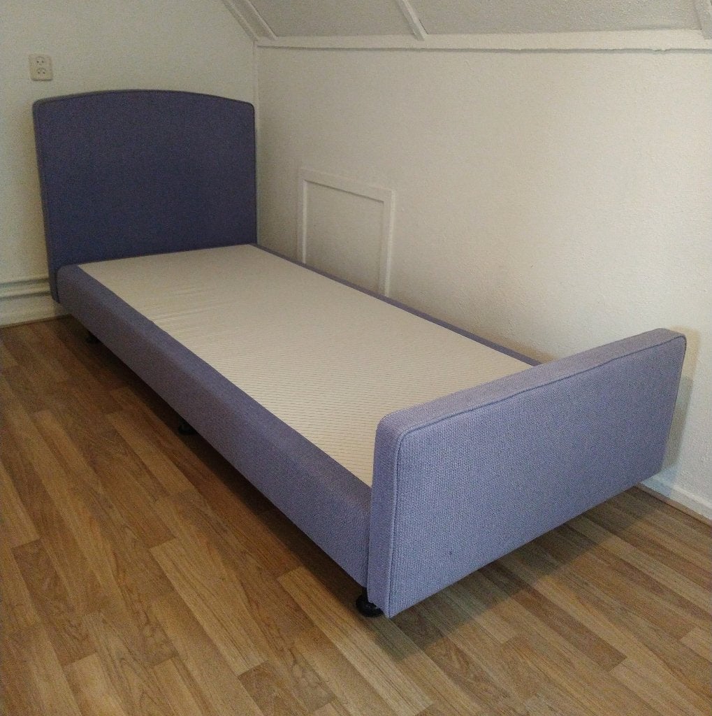 Norma eenpersoons boxspring 90x200, Ophalen, 90 cm, Eenpersoons, Blauw
