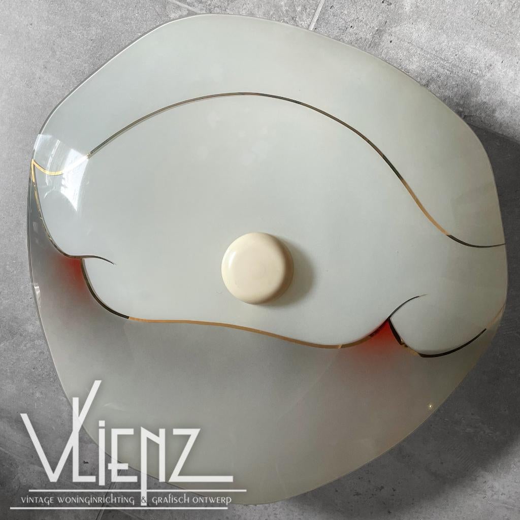 Vintage, midcentury schaallamp, lamp, plafonnière, Verzamelen, Retro, Huis en Inrichting, Ophalen