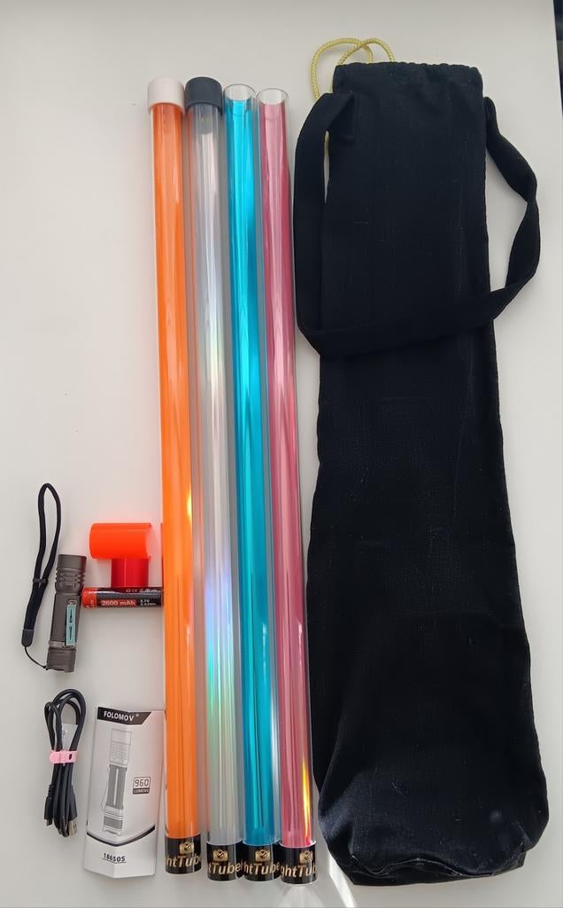 4 Light Tubes met Kleuren voor Fotografie incl. Accessoires, Ophalen, Zo goed als nieuw
