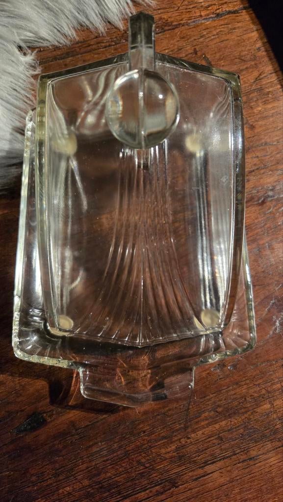 Vintage Glazen Kaasstolp - Art Deco Stijl, Ophalen of Verzenden