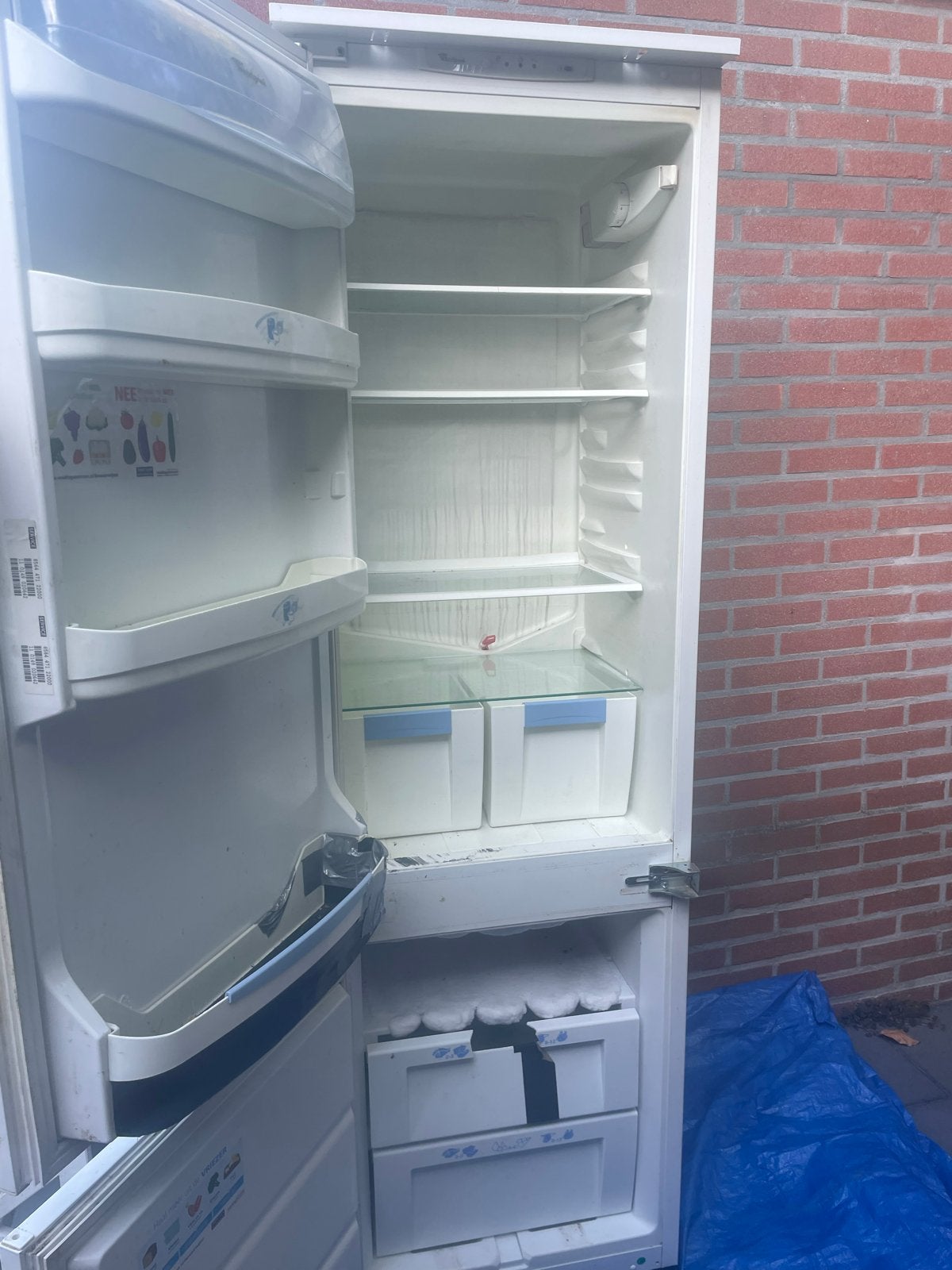Inbouw Koelkast met vriesvak -  (zelf schoonmaken), Witgoed en Apparatuur, Ophalen, 150 tot 200 liter, Gebruikt, 60 cm of meer