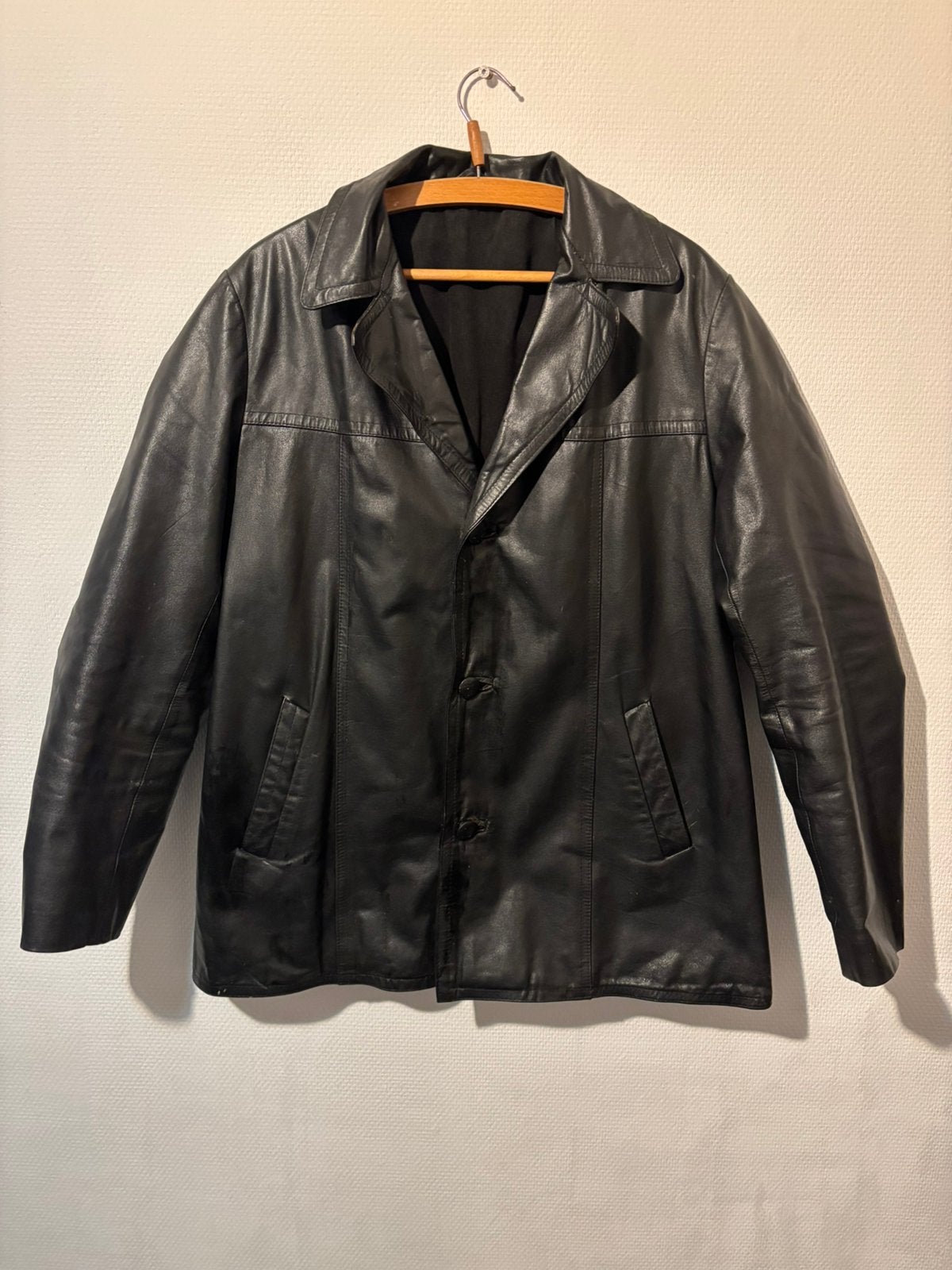 Vintage leren jas, Verzenden, Zo goed als nieuw, Maat 52/54 (L), Zwart