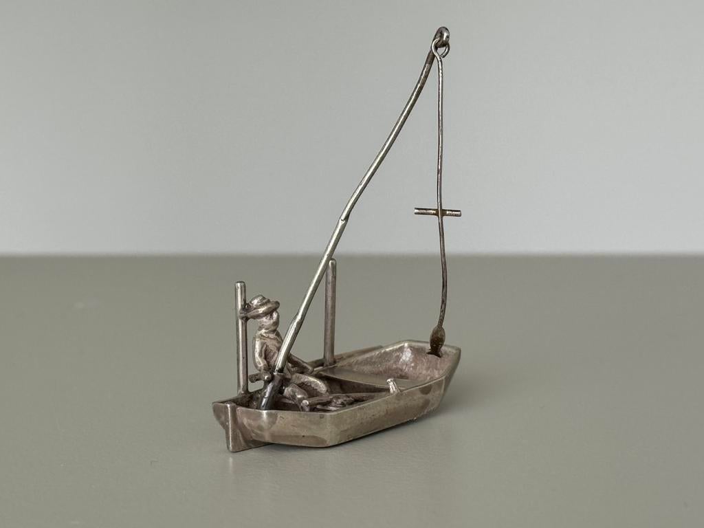 Zilveren miniatuur boot, Hobby en Vrije tijd, Modelbouw | Boten en Schepen, Ophalen, Zo goed als nieuw