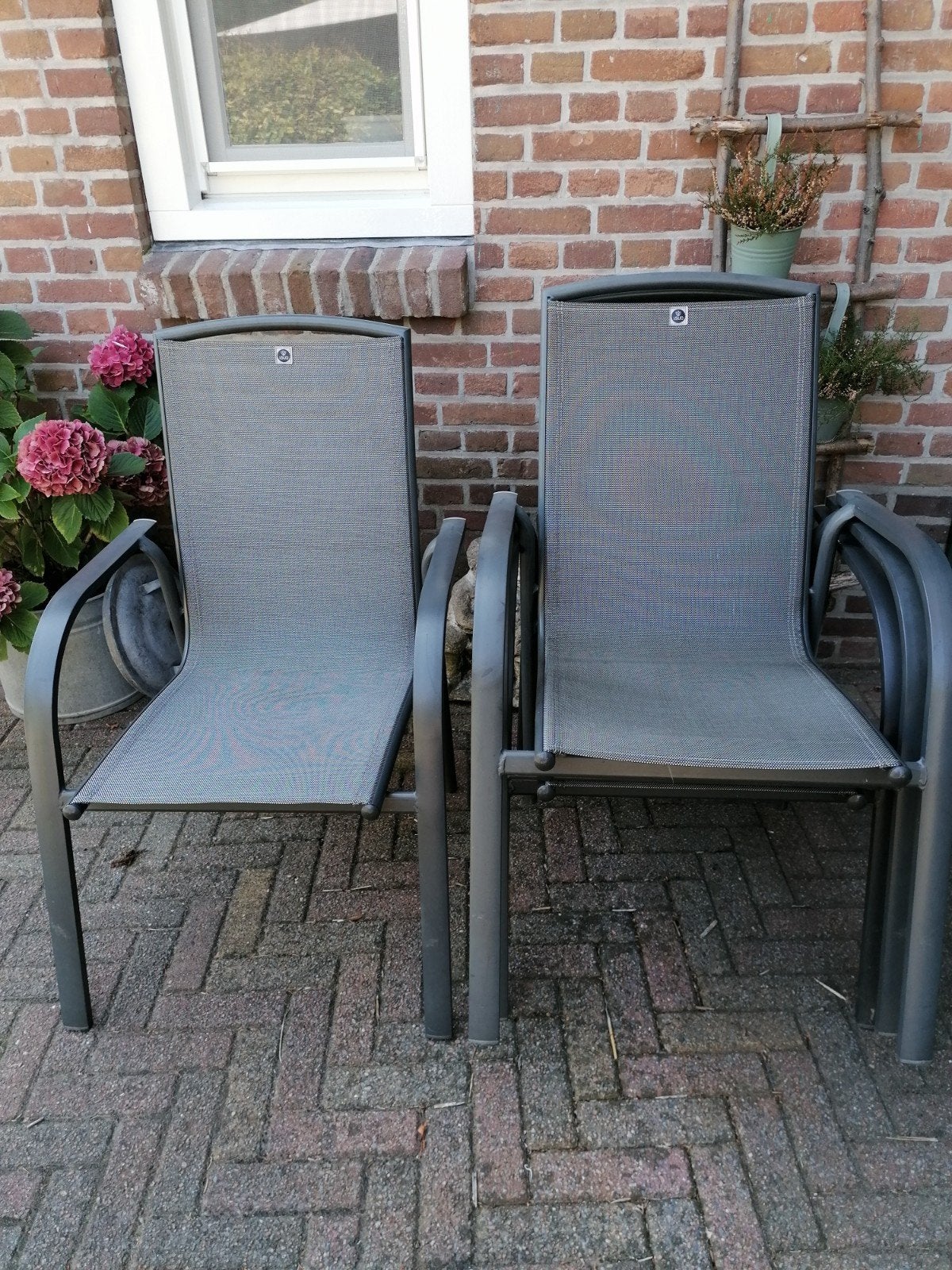 4 stapelbare tuinstoelen LeSUD, Tuin en Terras, Ophalen, Zo goed als nieuw, Metaal, Stapelbaar