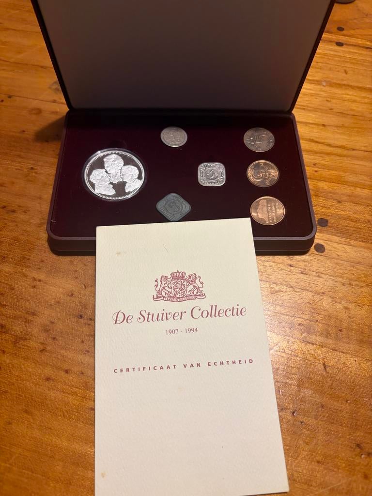 De Stuiver Collectie 1907-1994 met Certificaat van Echtheid, Postzegels en Munten, Setje, Zilver, Koningin Wilhelmina, Overige waardes