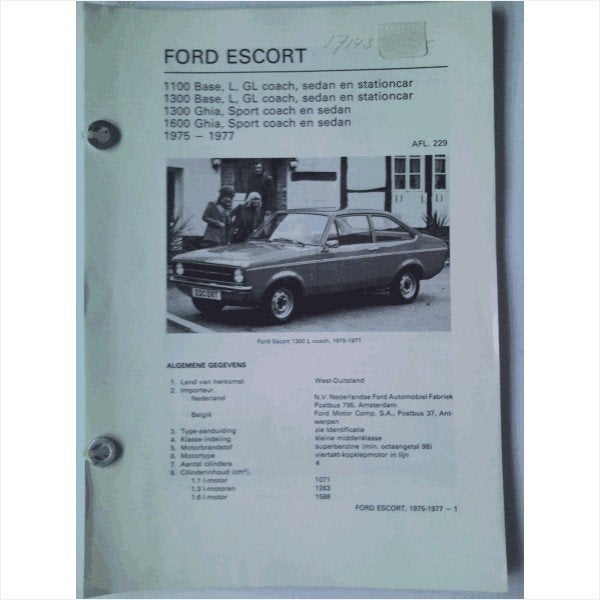 Ford Escort Vraagbaak losbladig 1975-1977 #2 Nederlands, Ophalen of Verzenden, Gelezen, Ford