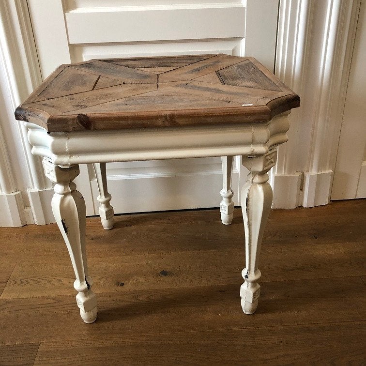 VIERKANTE BIJZETTAFEL  tafel flamant metaal / hout, Ophalen, Vintage, Meerkleurig, Wilms