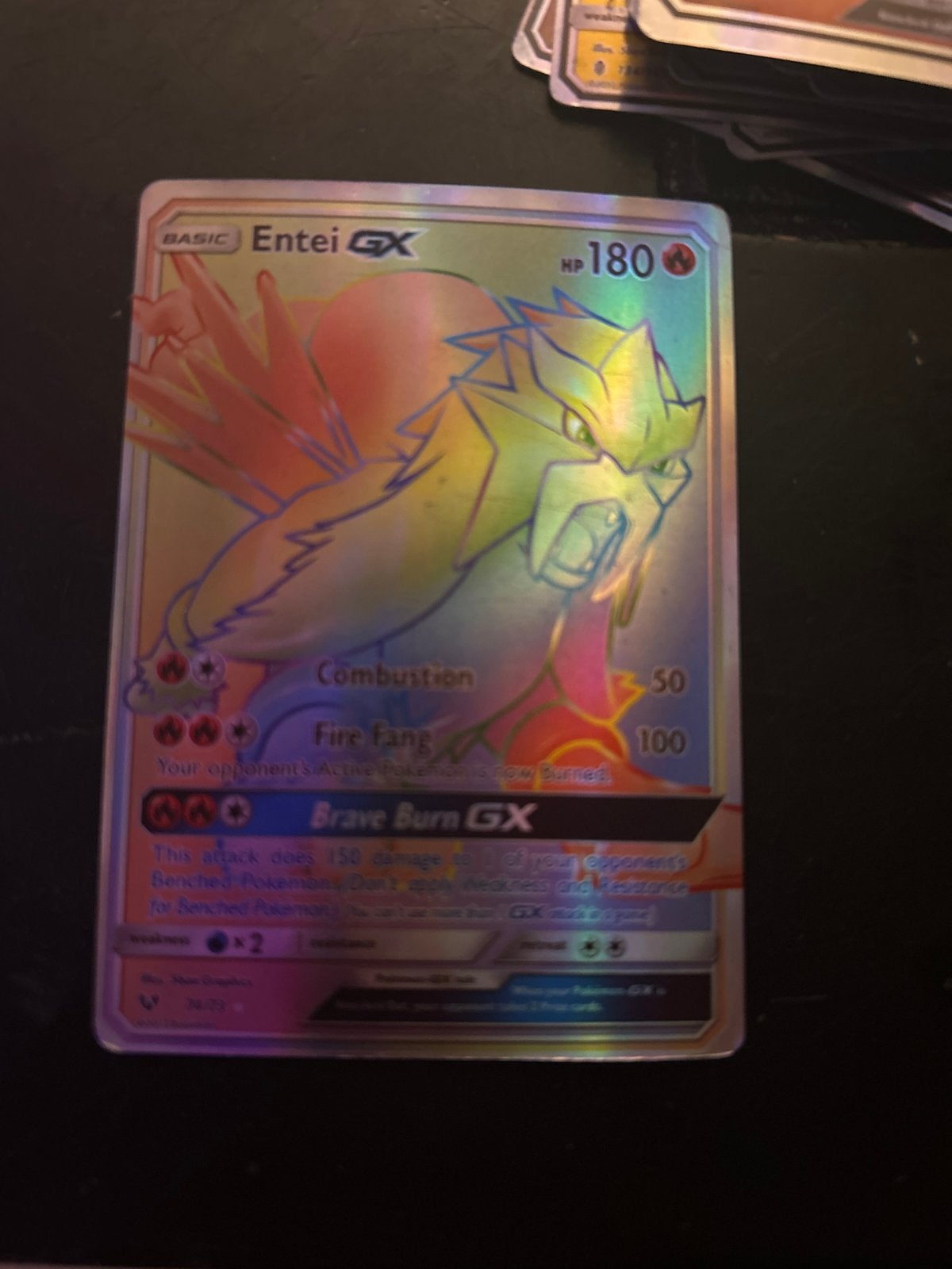 Pokémon Entei GX Rainbow Rare kaart, Verzenden, Zo goed als nieuw, Losse kaart, Foil