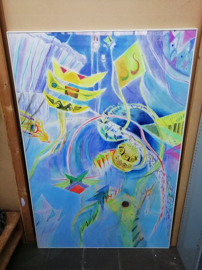 Groot kunstwerk van kunstenares Marjolijn Groustra, Ophalen, Pastel, Overig onderwerp, Gelimiteerde oplage