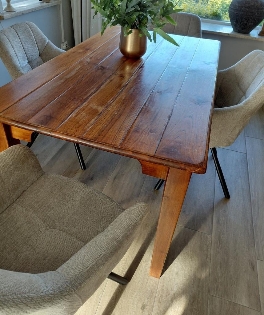 Mooie teakhouten eettafel, Huis en Inrichting, Tafels | Eettafels, Ophalen, Gebruikt, 50 tot 100 cm, 150 tot 200 cm