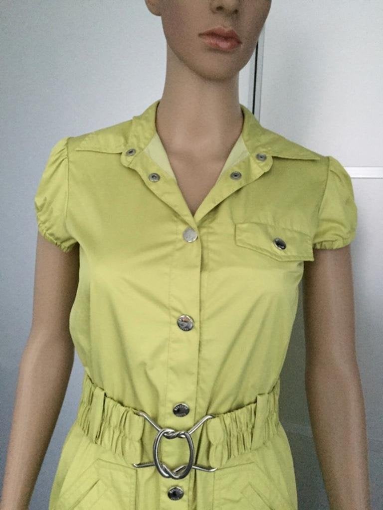 B498 Moschino: designer jurkje jurk Maat 36=S geel/groen, Geel, Zo goed als nieuw, Knielengte, Maat 36 (S)