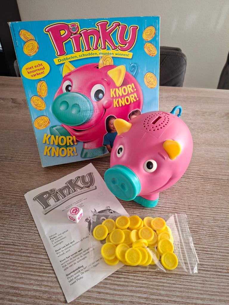 Pinky Knor Knor dobbelspel met knorrend varken, Een of twee spelers, Ophalen of Verzenden, Zo goed als nieuw
