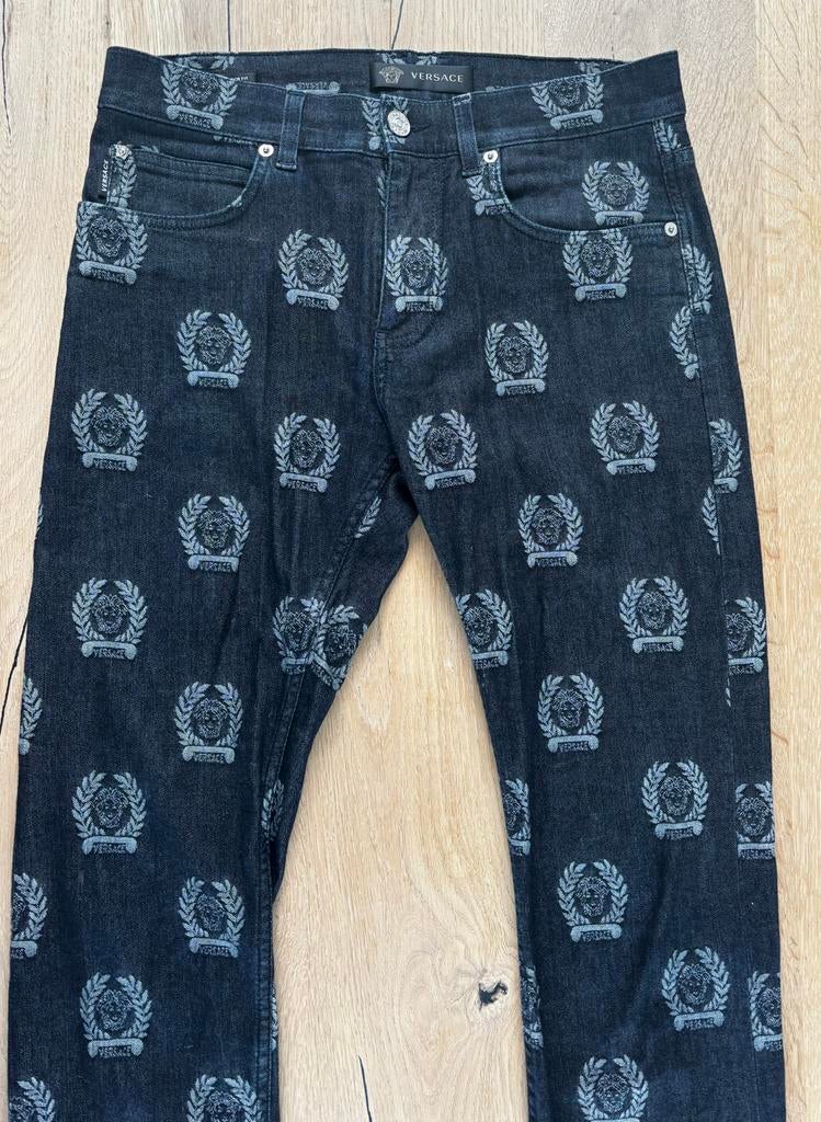 Versace Jeans Maat 30 - Donkerblauw met Logo Print, Ophalen of Verzenden, Zo goed als nieuw, Blauw, W32 (confectie 46) of kleiner