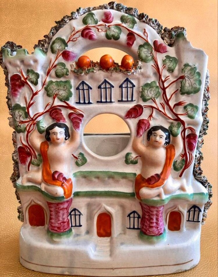 Antiek Staffordshire Beeld Pocket Watch Holder Uniek, Ophalen