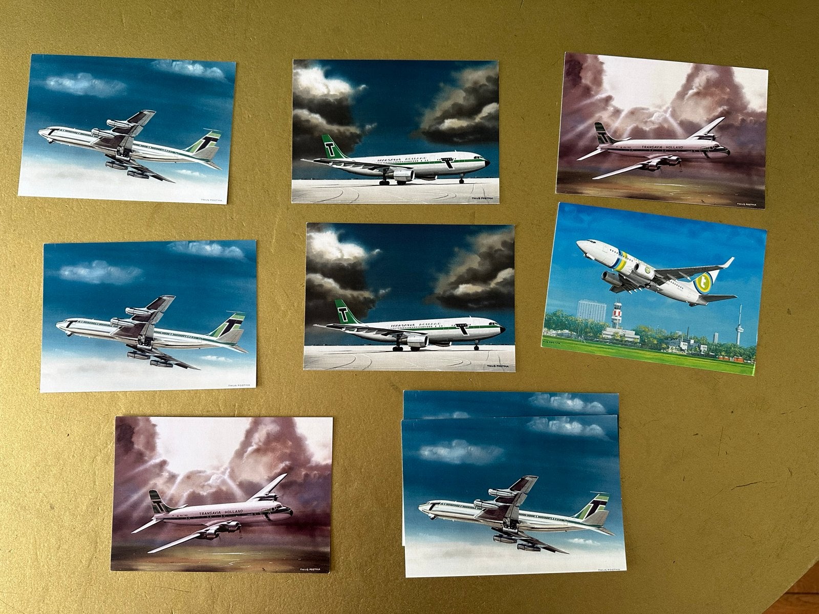 Diverse ansichtkaarten met verschillende Transavia vliegtuig, Verzamelen, Ophalen of Verzenden, 1980 tot heden, Ongelopen