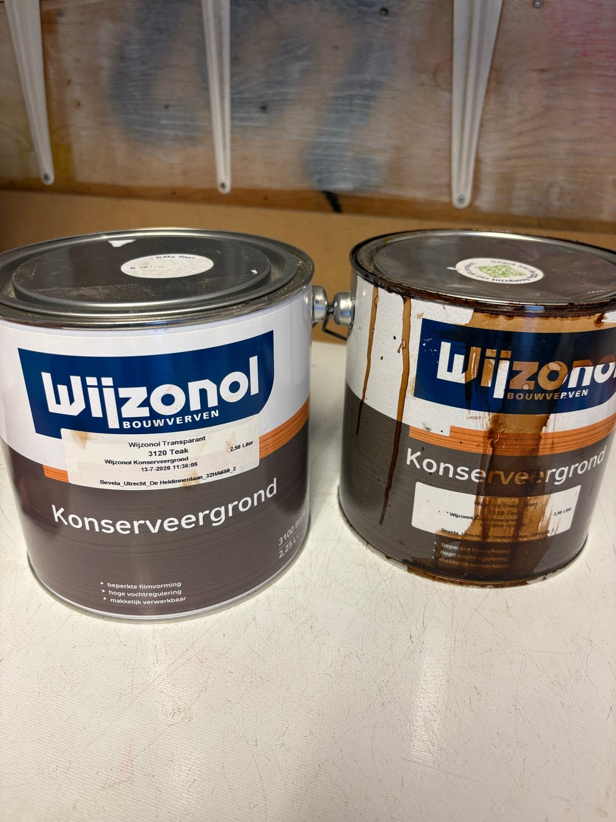 Wijzonol Konserveergrond 3120 Teak - 4,50 liter, Doe-het-zelf en Verbouw, Verf, Beits en Lak, Gebruikt, Bruin, 5 tot 10 liter