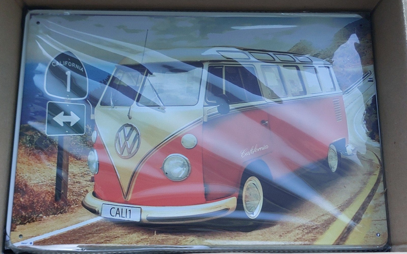 Metalen Wandbord VW Bus California 20x30 cm Nieuw, Ophalen of Verzenden, Nieuw, Metaal, Wandbord of Wandpaneel