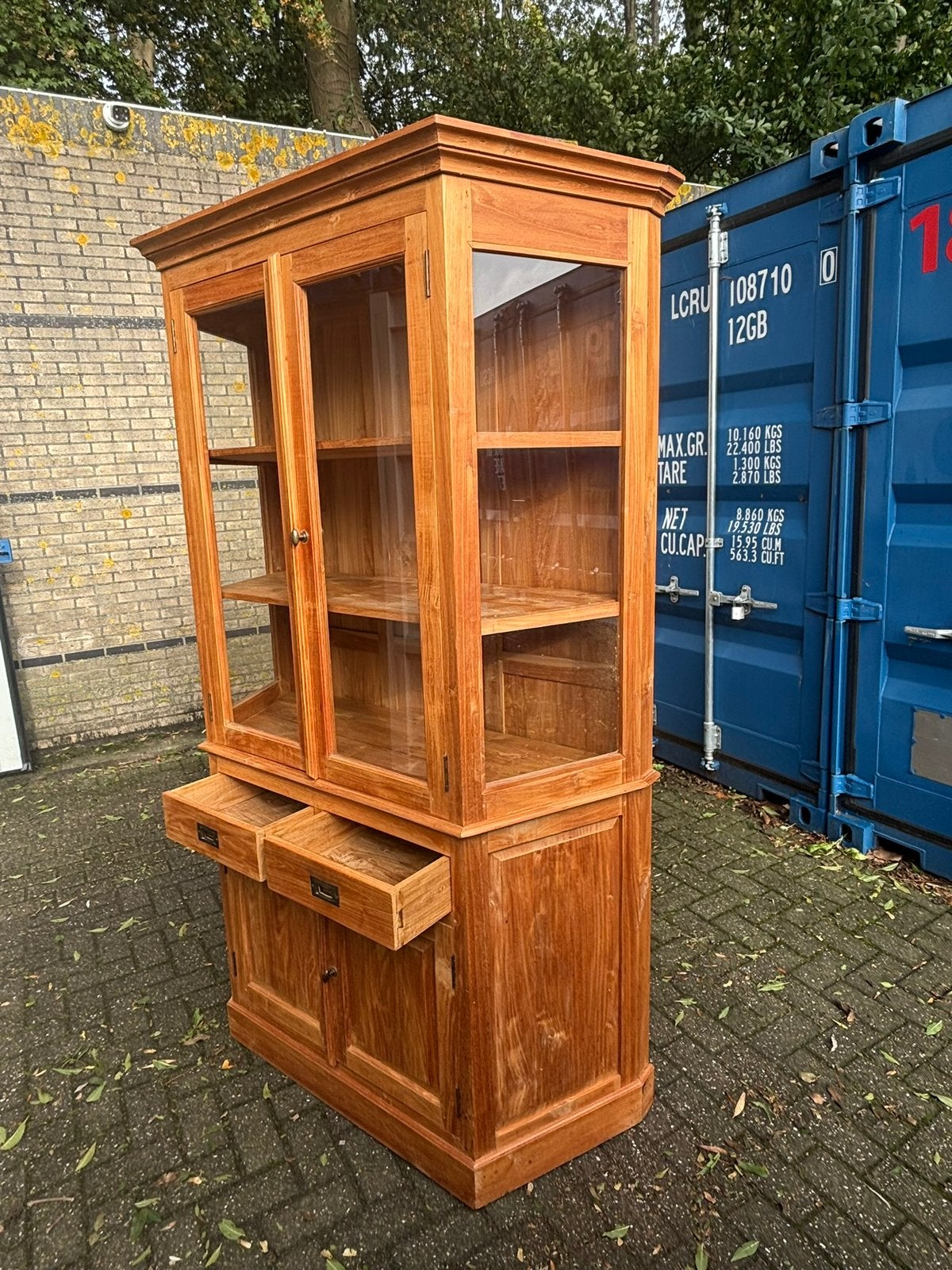 Vitrinekast/Buffetkast teak wil graag nieuwe kans erg mooi, Huis en Inrichting, Kasten | Vitrinekasten, 50 tot 100 cm, Zo goed als nieuw