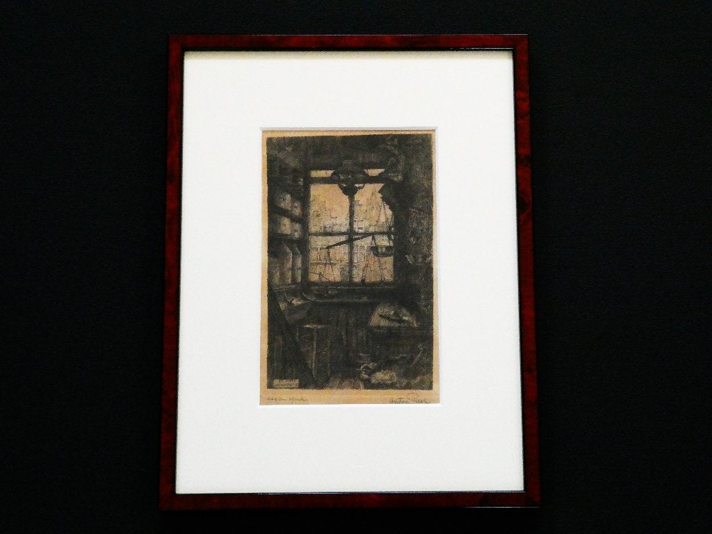Anton Pieck Amersfoort 1916 grutterswinkeltje aan de Havik, Ingelijst, 28 cm, Ets, 22 cm