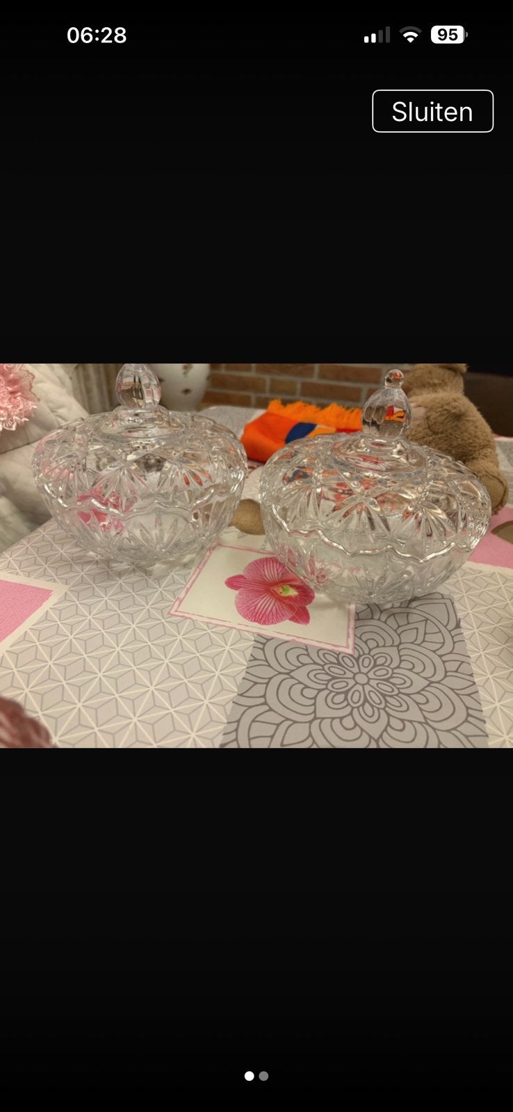2 groot bonbonschaaltjes met deksel, Huis en Inrichting, Ophalen, Rechthoekig, Glas