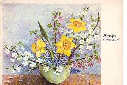 Ansichtkaart 	Bloemen	Narcissen, Verzamelen, Ansichtkaarten | Themakaarten, Verzenden, 1960 tot 1980, Gelopen, Natuur