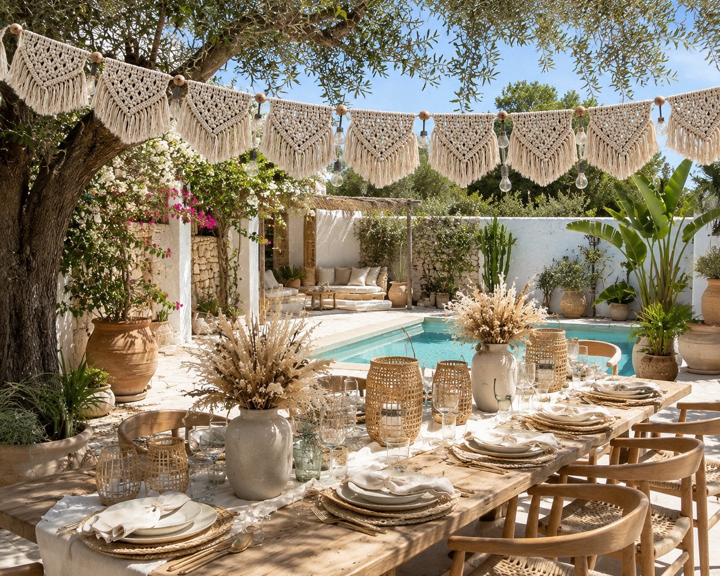 Ibiza Slinger Macramé 95cm - Boho Decoratie, Beige, Verzenden, Boho, Nieuw