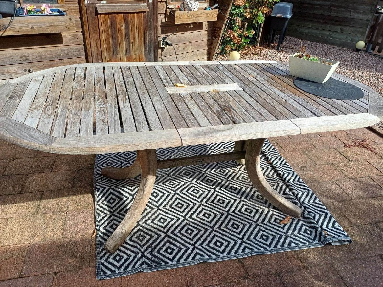 Robuuste Teakhouten Tuintafel - Ovaal, Ophalen, Gebruikt, Ovaal, Teakhout