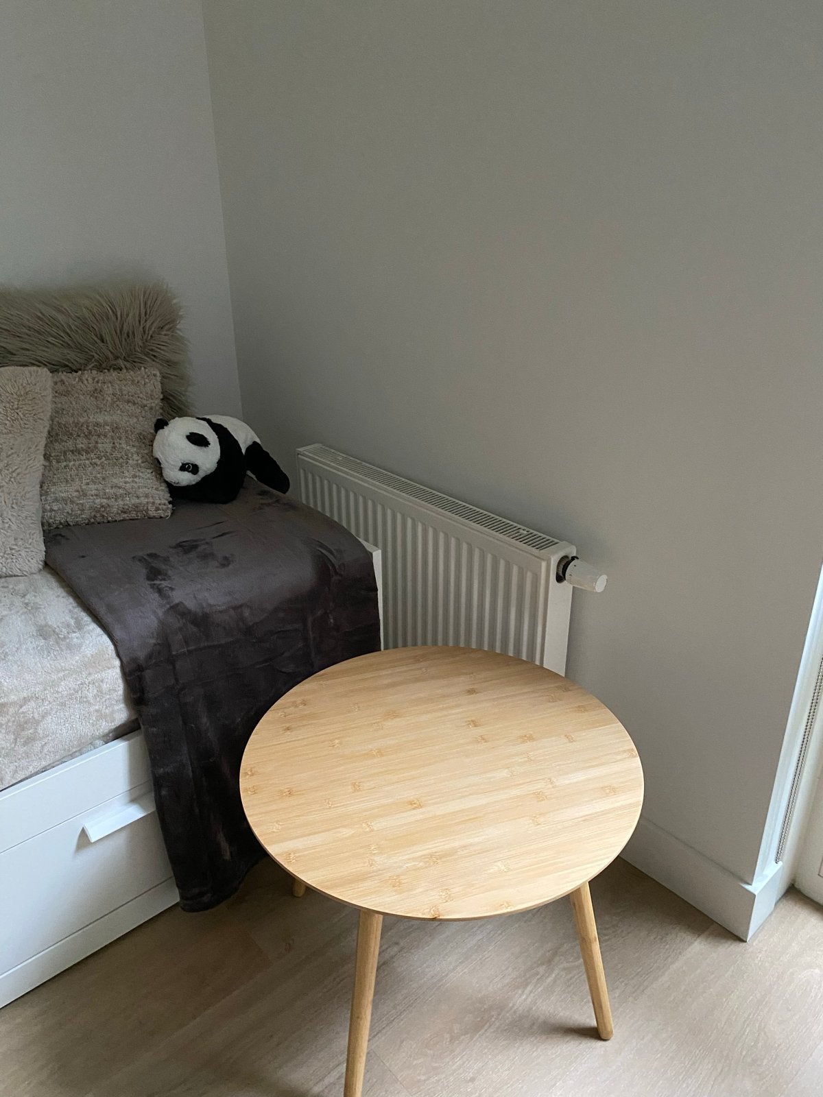 Klein rond houten tafeltje - Ø 60 cm, 45 cm hoog, Ophalen, Minder dan 45 cm, Gebruikt, Rond