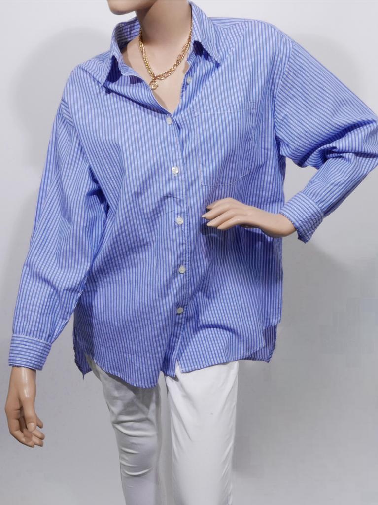 AMERICAN VINTAGE oversized blouse maat XS/S ZGAN, Ophalen of Verzenden, Zo goed als nieuw, Maat 36 (S), Blauw