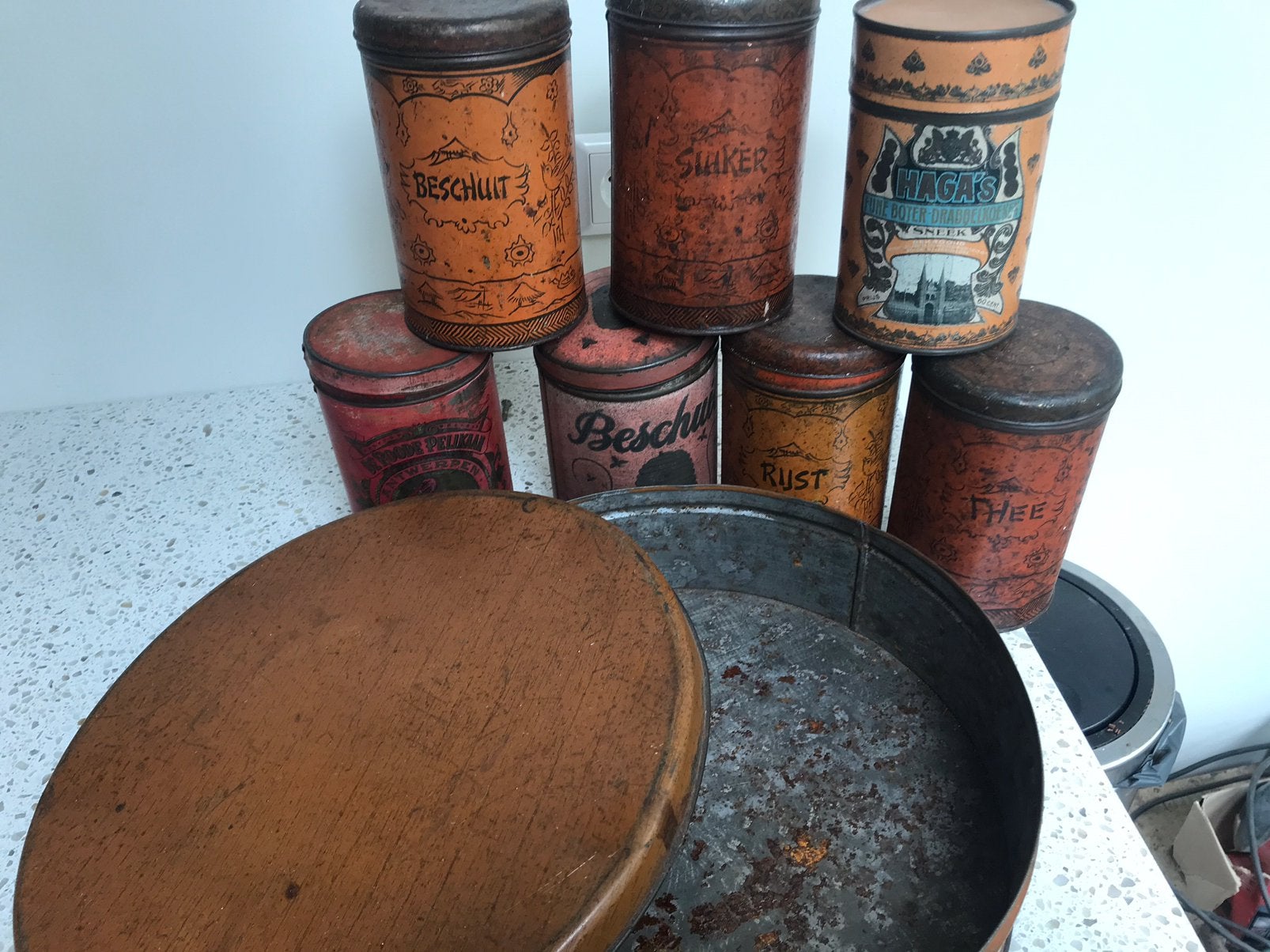 Curiosa antiek vintage blikken, Antiek en Kunst, Ophalen of Verzenden