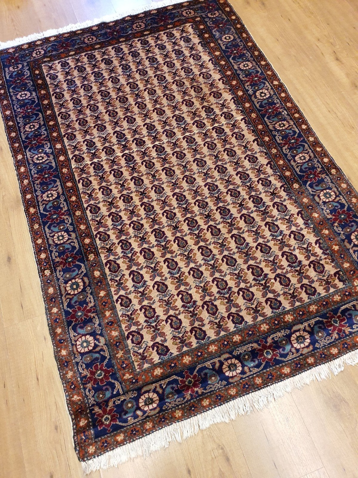 Vintage handgeknoopt perzisch tapijt antiek 186x120, Info@SlatsAntiek.nl, Tweedehands, 100 tot 150 cm, Perzisch