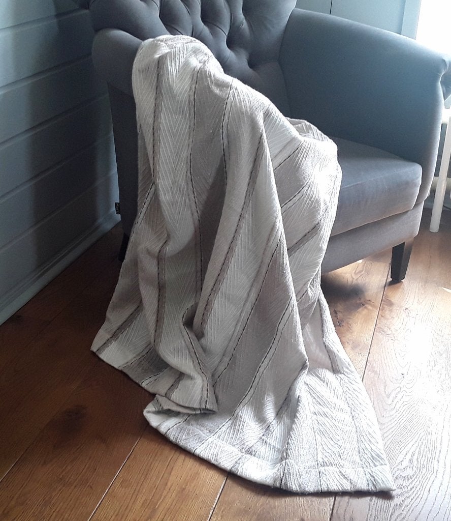 Retro - vintage overgordijn, 130 cm, Crème, Met haken, Gebruikt