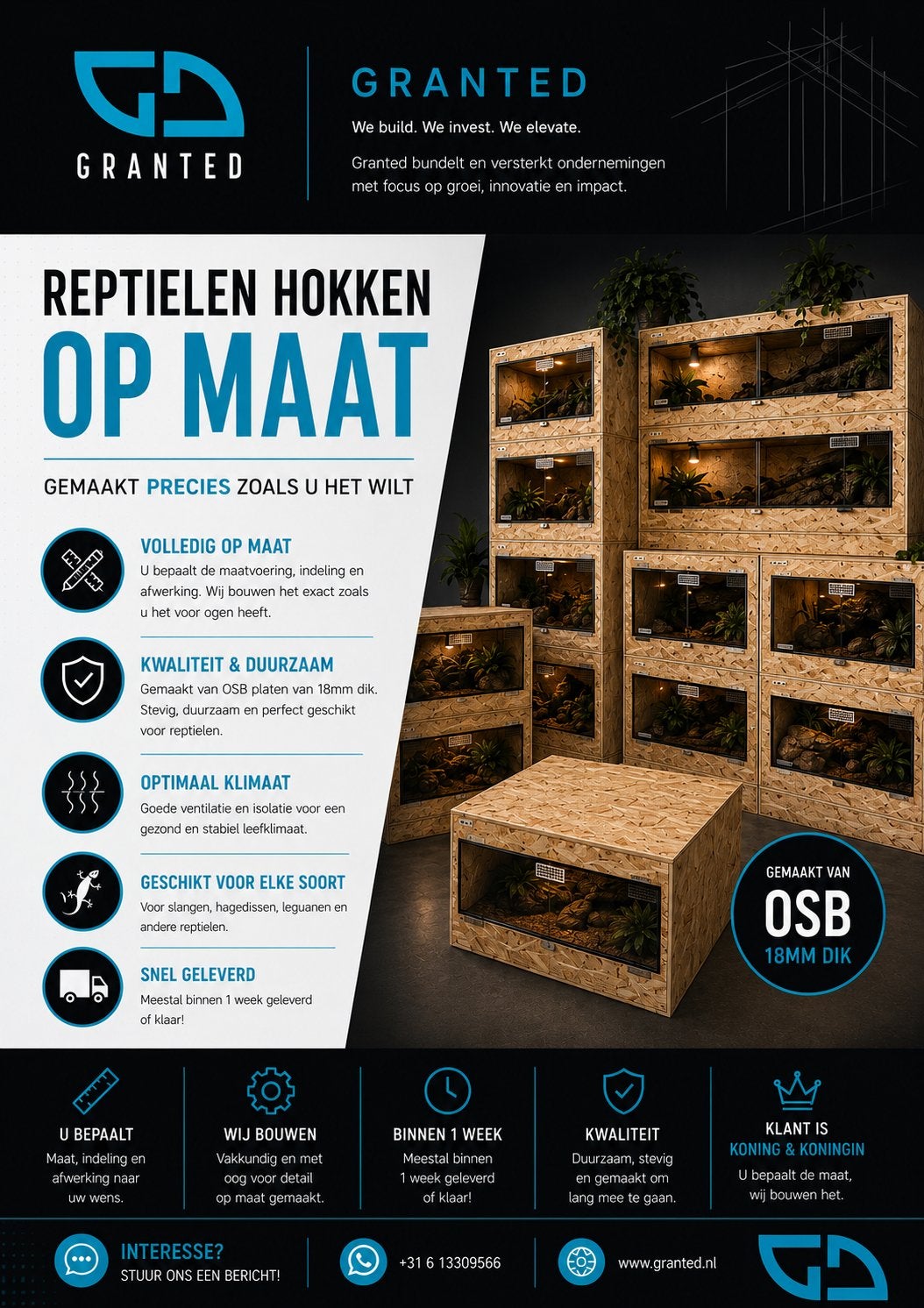 Terrarium Reptielen OSB, Ophalen of Verzenden, Nieuw, Terrarium of Paludarium