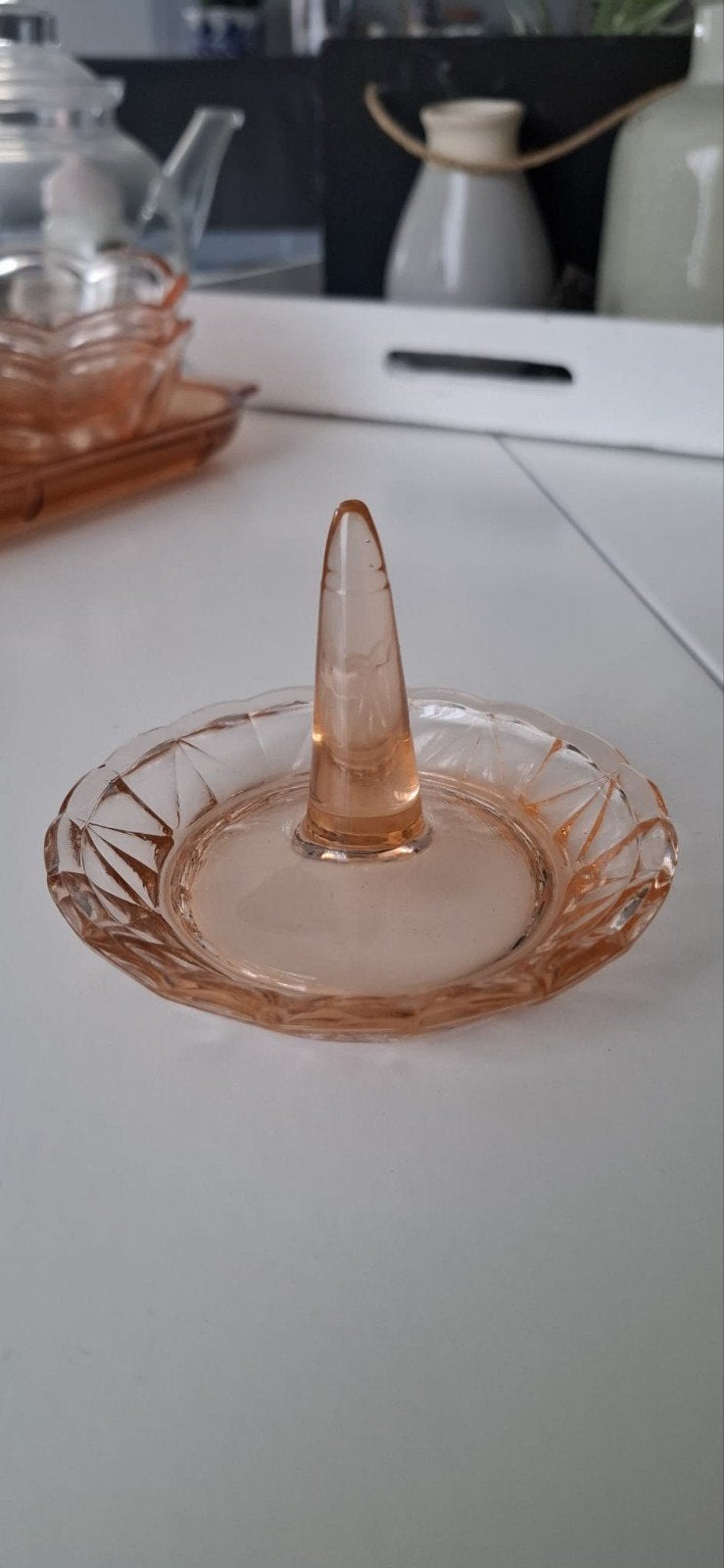 Roze glazen ringhouder - sieradenhouder, Overige materialen, Ophalen of Verzenden, Roze, Dame