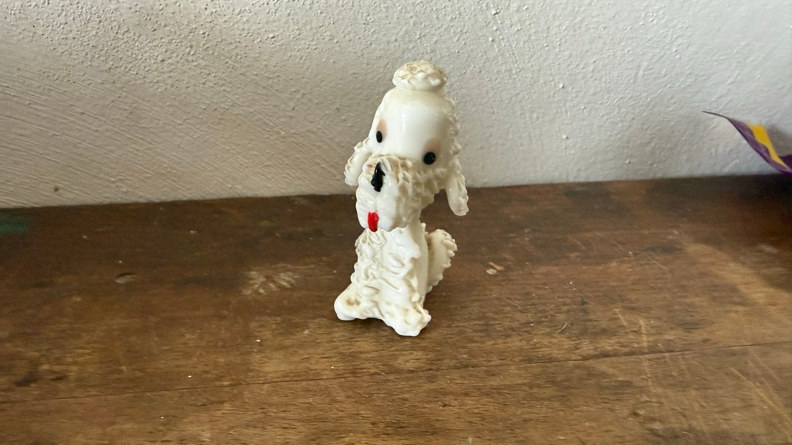 Vintage Poedel Beeldje - Wit Keramiek Hondje, Ophalen of Verzenden, Gebruikt